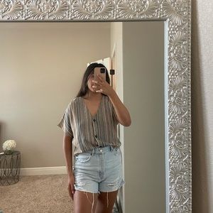 striped button up shirt